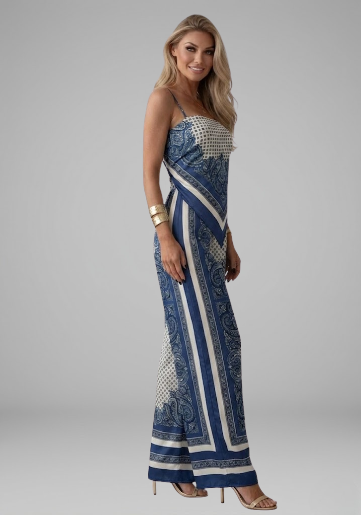Hortense — Printed V-Neck Wide-Leg Jumpsuit