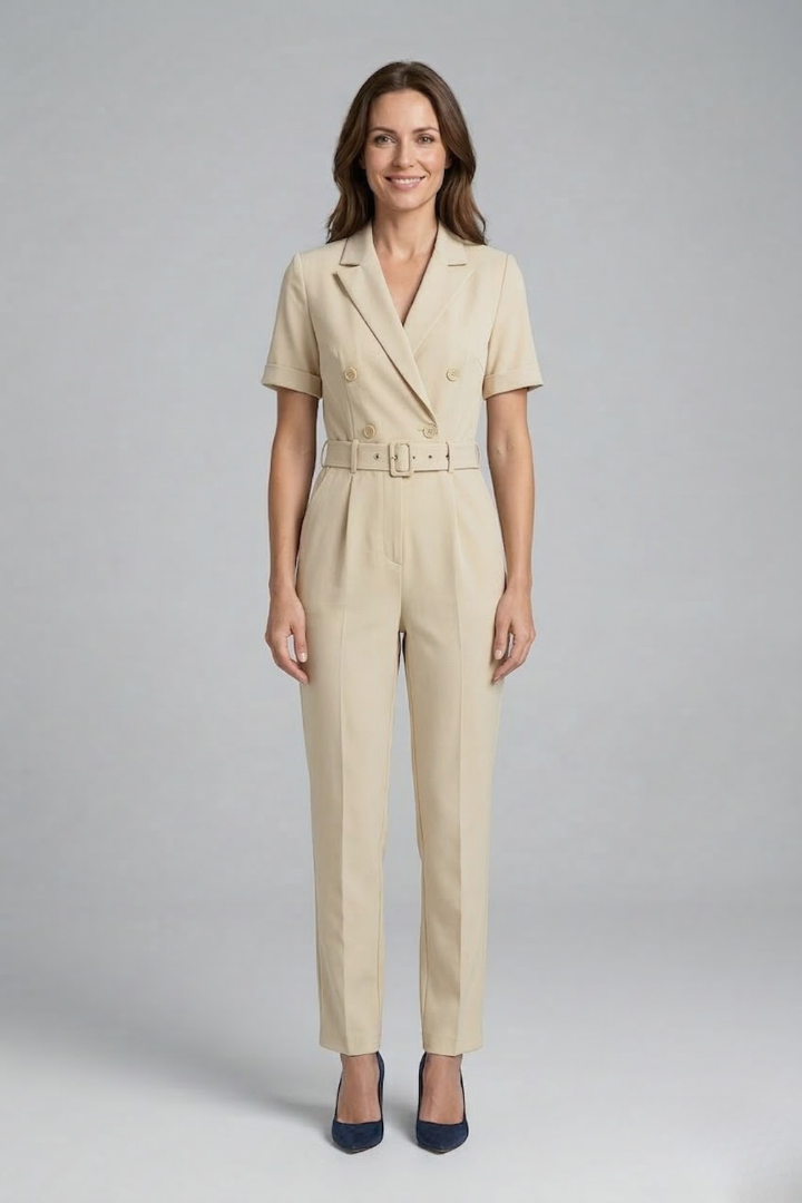 Sybil — V-Neck Tied-Waist Jumpsuit