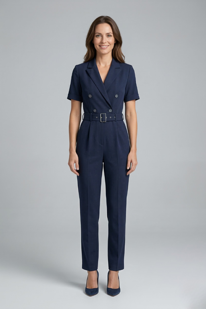 Sybil — V-Neck Tied-Waist Jumpsuit