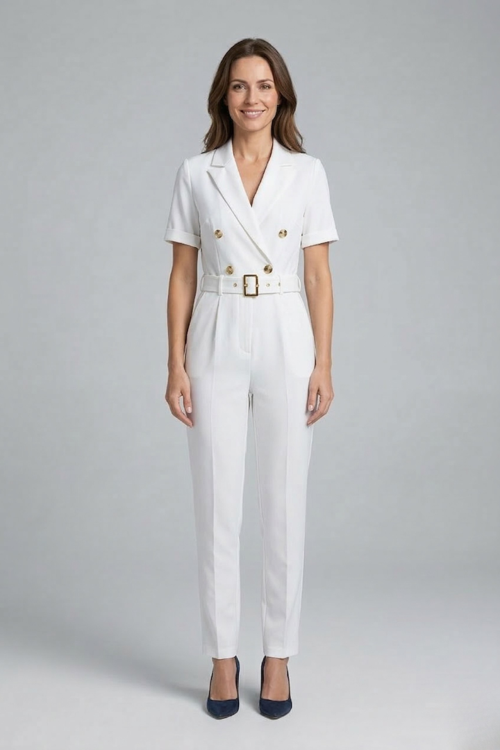 Sybil — V-Neck Tied-Waist Jumpsuit