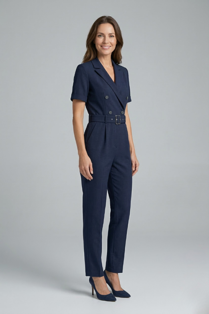 Sybil — V-Neck Tied-Waist Jumpsuit
