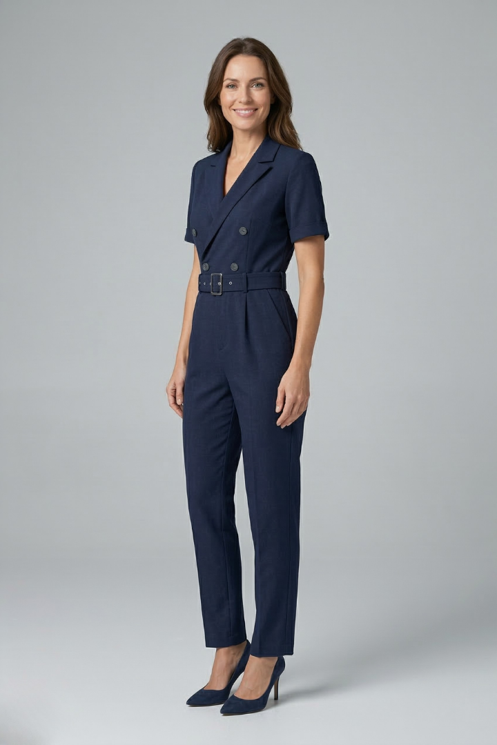 Sybil — V-Neck Tied-Waist Jumpsuit