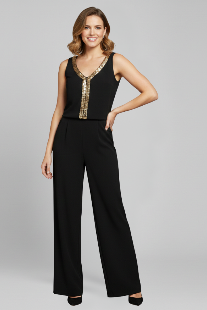 Dorothea — V-Neck Sleeveless Wide-Leg Jumpsuit