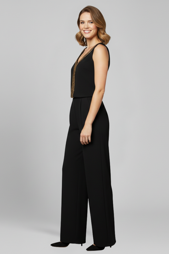 Dorothea — V-Neck Sleeveless Wide-Leg Jumpsuit