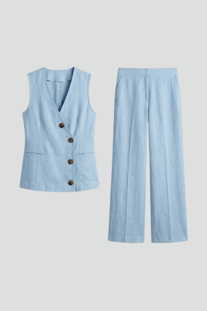 Florentine — Wrap-Neck Button-Front Jumpsuit