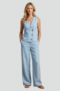 Florentine — Wrap-Neck Button-Front Jumpsuit
