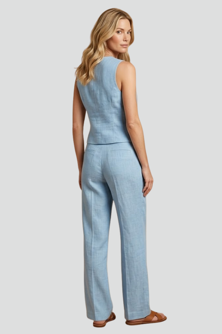 Florentine — Wrap-Neck Button-Front Jumpsuit