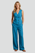 Florentine — Wrap-Neck Button-Front Jumpsuit