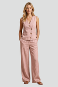 Florentine — Wrap-Neck Button-Front Jumpsuit