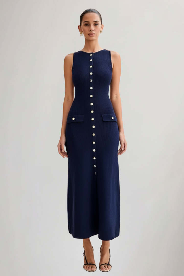 Ilaria — Knit Button Maxi Dress