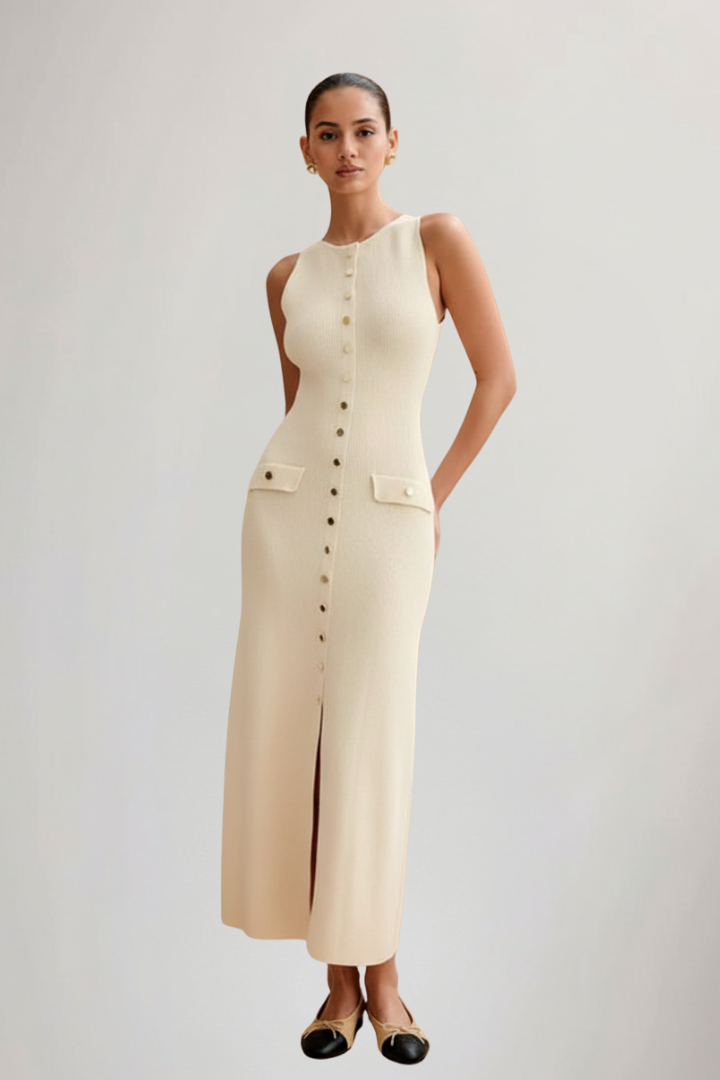 Ilaria — Knit Button Maxi Dress