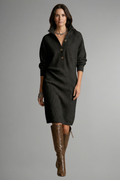Sabrina — Women's Button-Placket Ribbed Sweater Dress