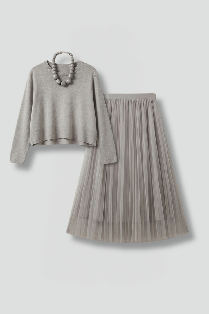 Yolande — Layered Pleated Midi Dress