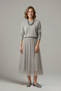 Yolande — Layered Pleated Midi Dress