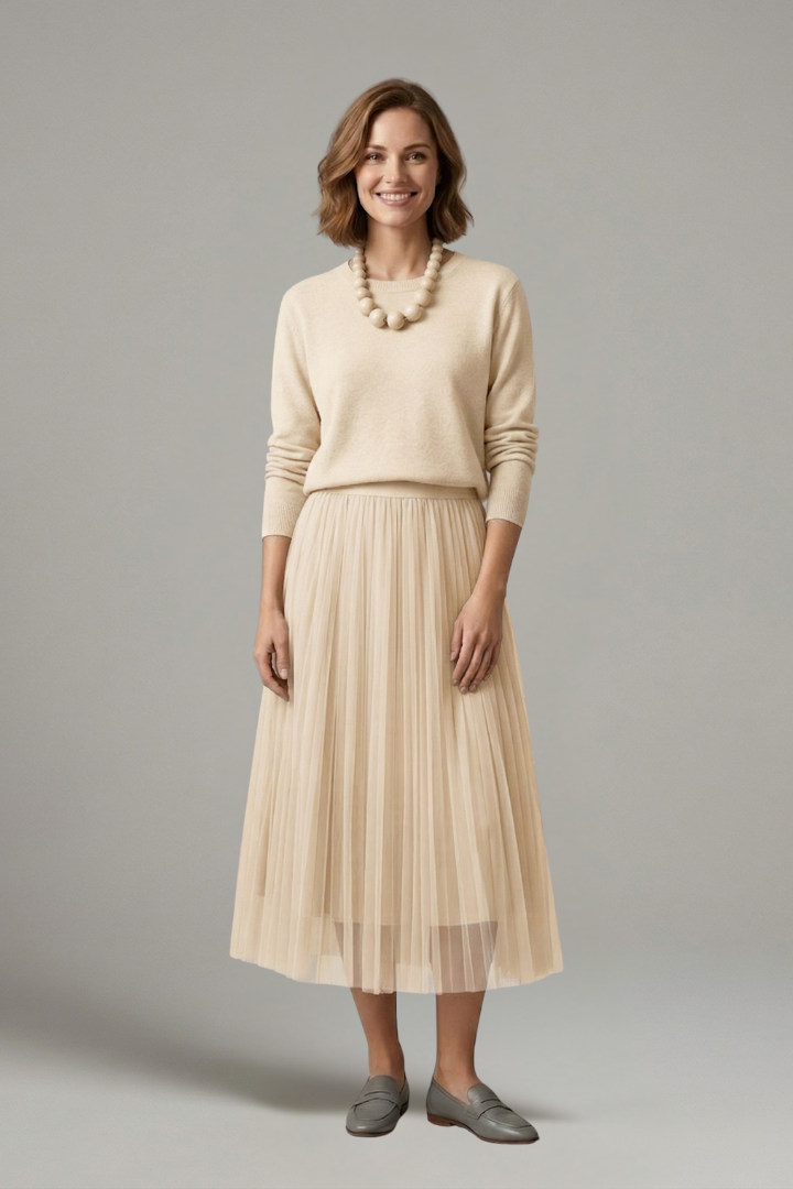 Yolande — Layered Pleated Midi Dress