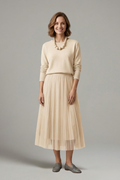 Yolande — Layered Pleated Midi Dress