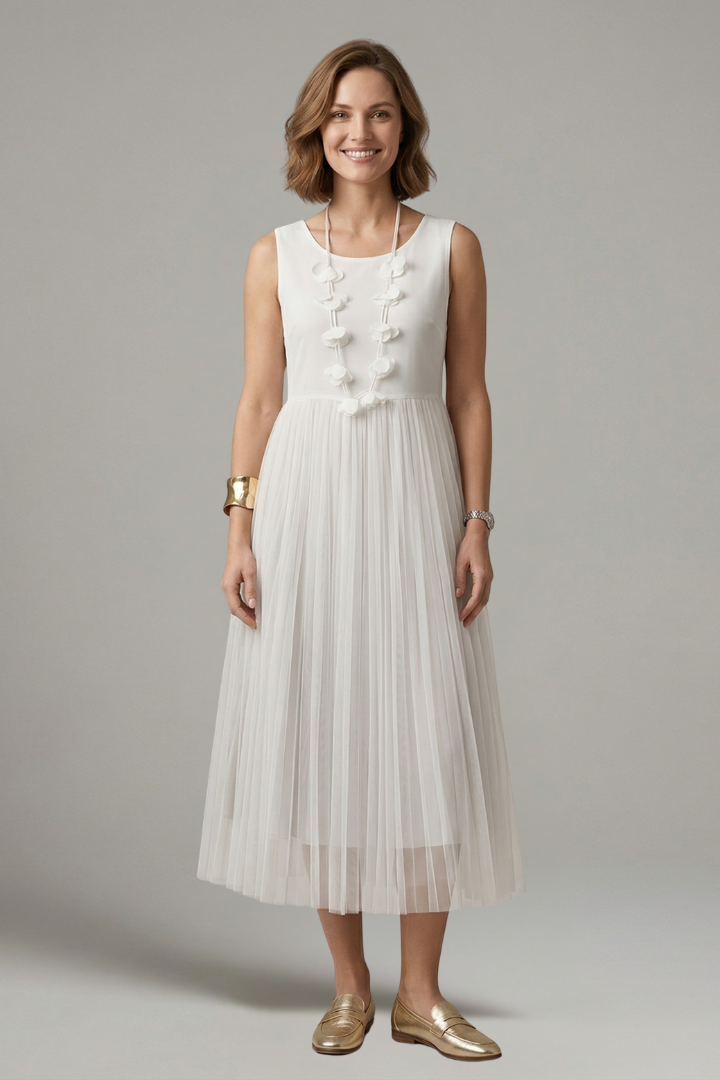 Yolande — Layered Pleated Midi Dress
