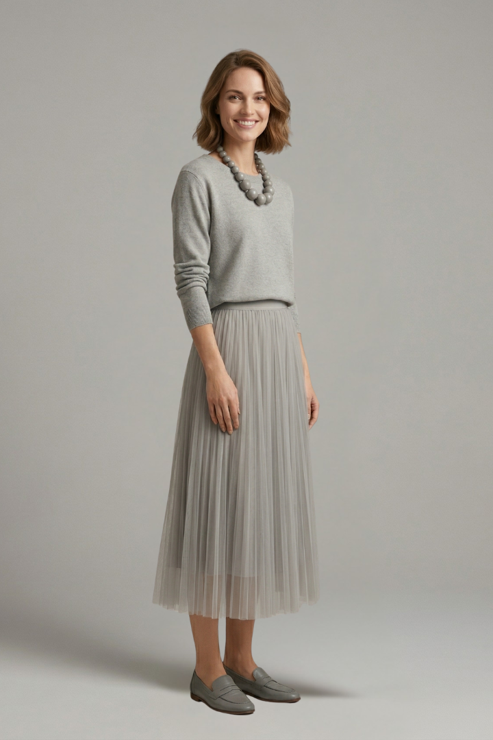 Yolande — Layered Pleated Midi Dress