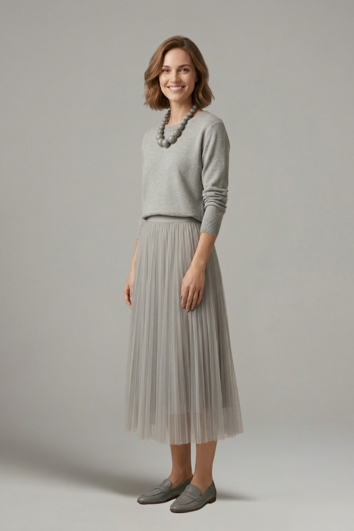 Yolande — Layered Pleated Midi Dress