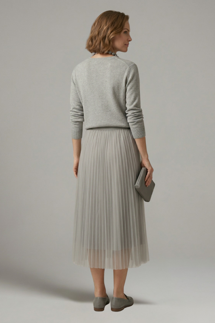 Yolande — Layered Pleated Midi Dress
