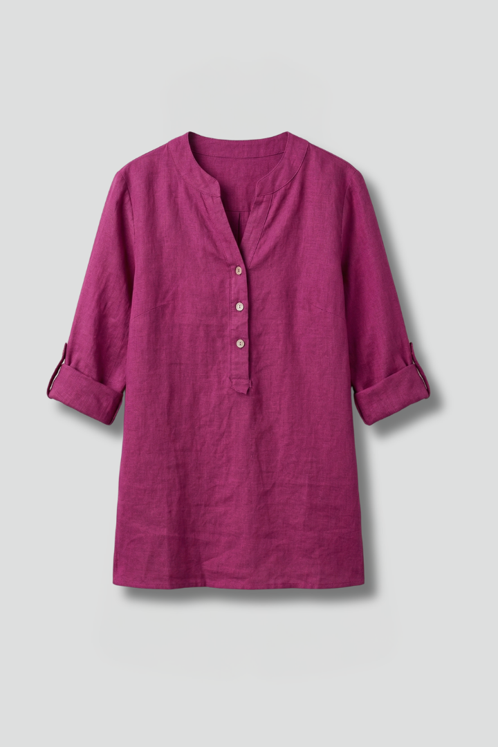 Jessa — Linen Roll-Sleeve Blouse