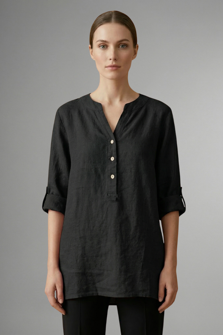 Jessa — Linen Roll-Sleeve Blouse