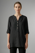 Jessa — Linen Roll-Sleeve Blouse