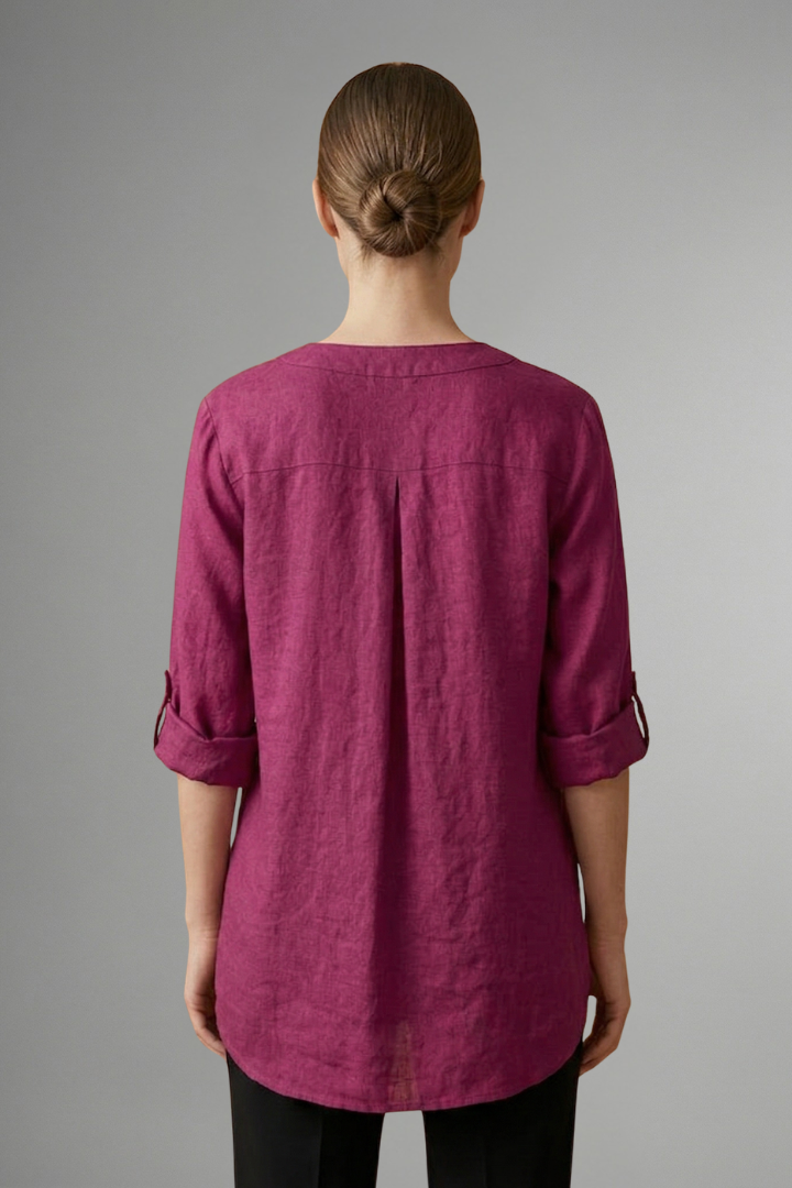 Jessa — Linen Roll-Sleeve Blouse