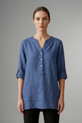 Jessa — Linen Roll-Sleeve Blouse