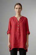 Jessa — Linen Roll-Sleeve Blouse
