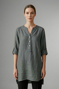 Jessa — Linen Roll-Sleeve Blouse