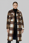 Davina — Women’s Checked Button-Front Long Coat