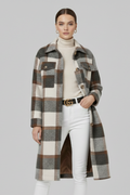 Davina — Women’s Checked Button-Front Long Coat