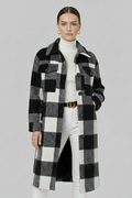 Davina — Women’s Checked Button-Front Long Coat