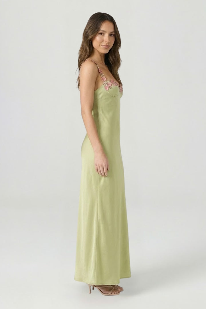 Nicolette — Floral-Embroidered Maxi Dress