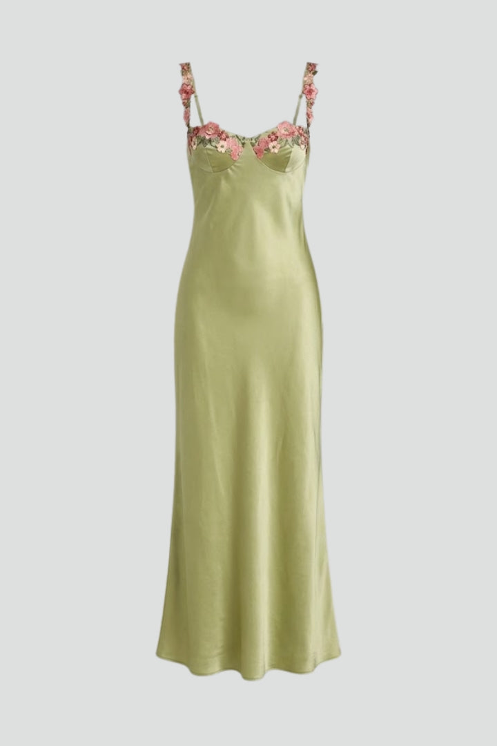 Nicolette — Floral-Embroidered Maxi Dress