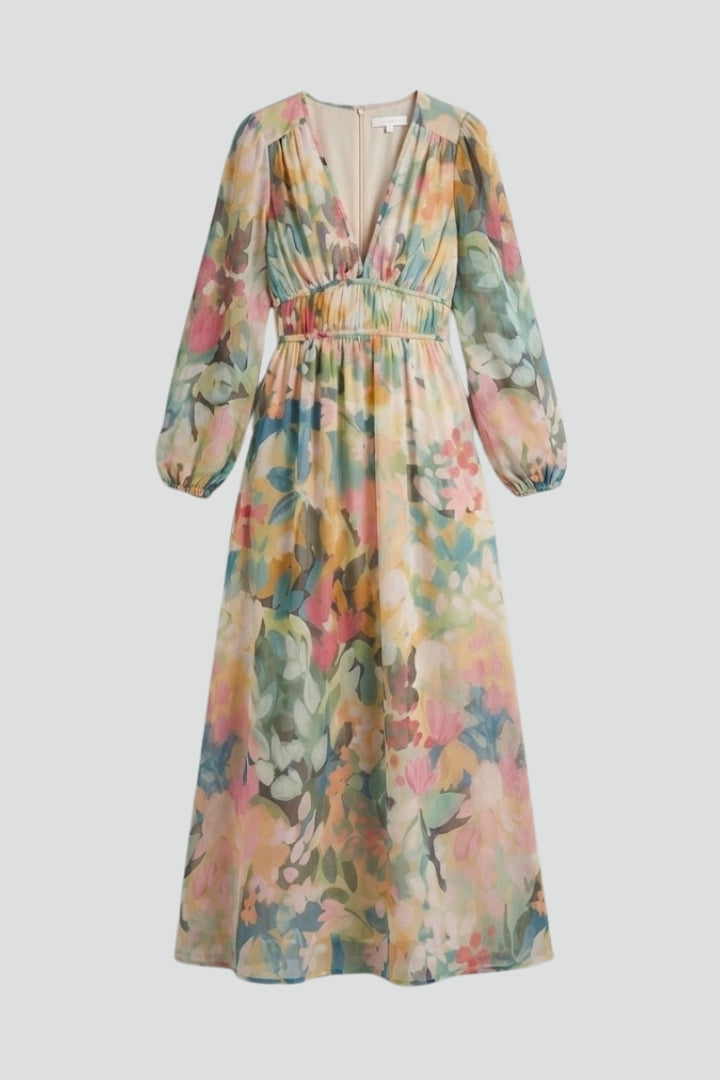 Jessamine — Floral V-Neck Maxi Dress