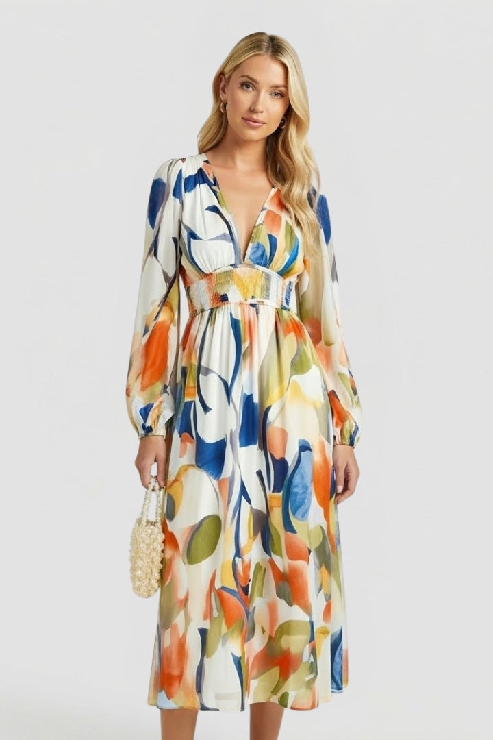 Jessamine — Floral V-Neck Maxi Dress