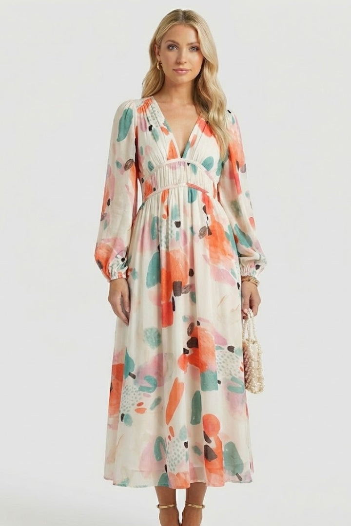 Jessamine — Floral V-Neck Maxi Dress