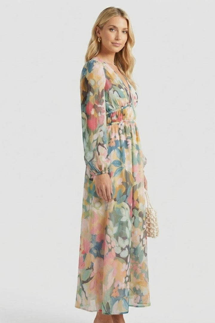 Jessamine — Floral V-Neck Maxi Dress