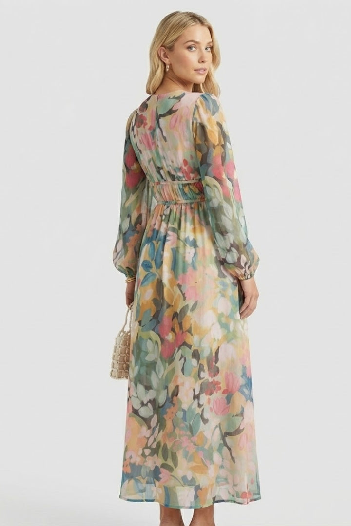 Jessamine — Floral V-Neck Maxi Dress