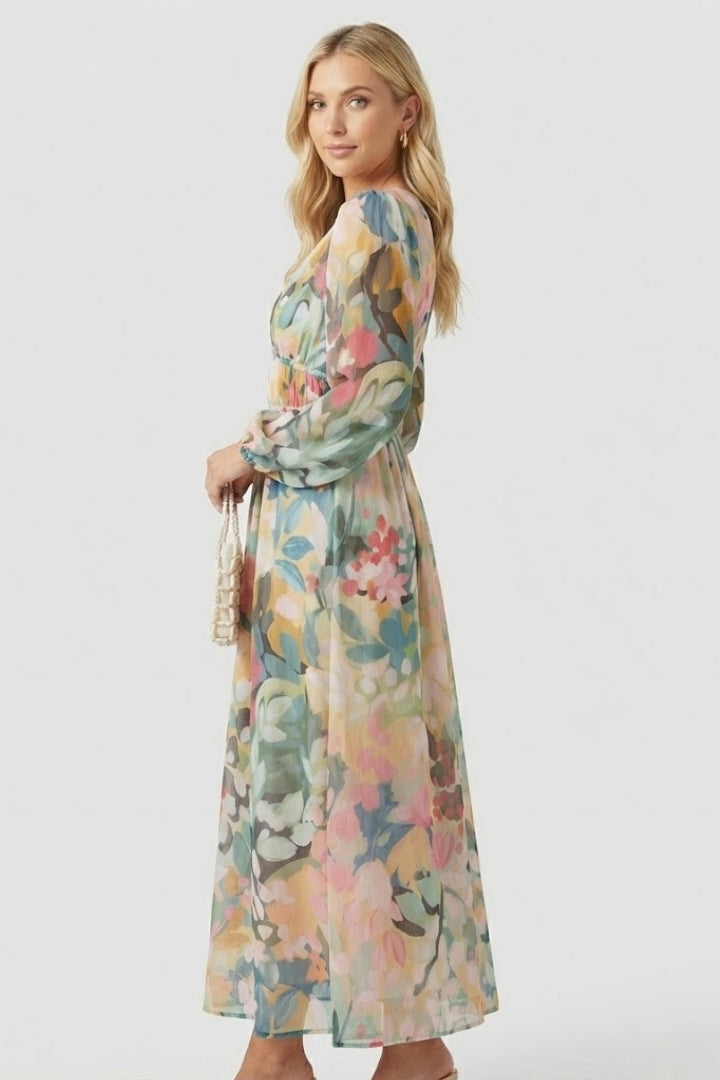 Jessamine — Floral V-Neck Maxi Dress