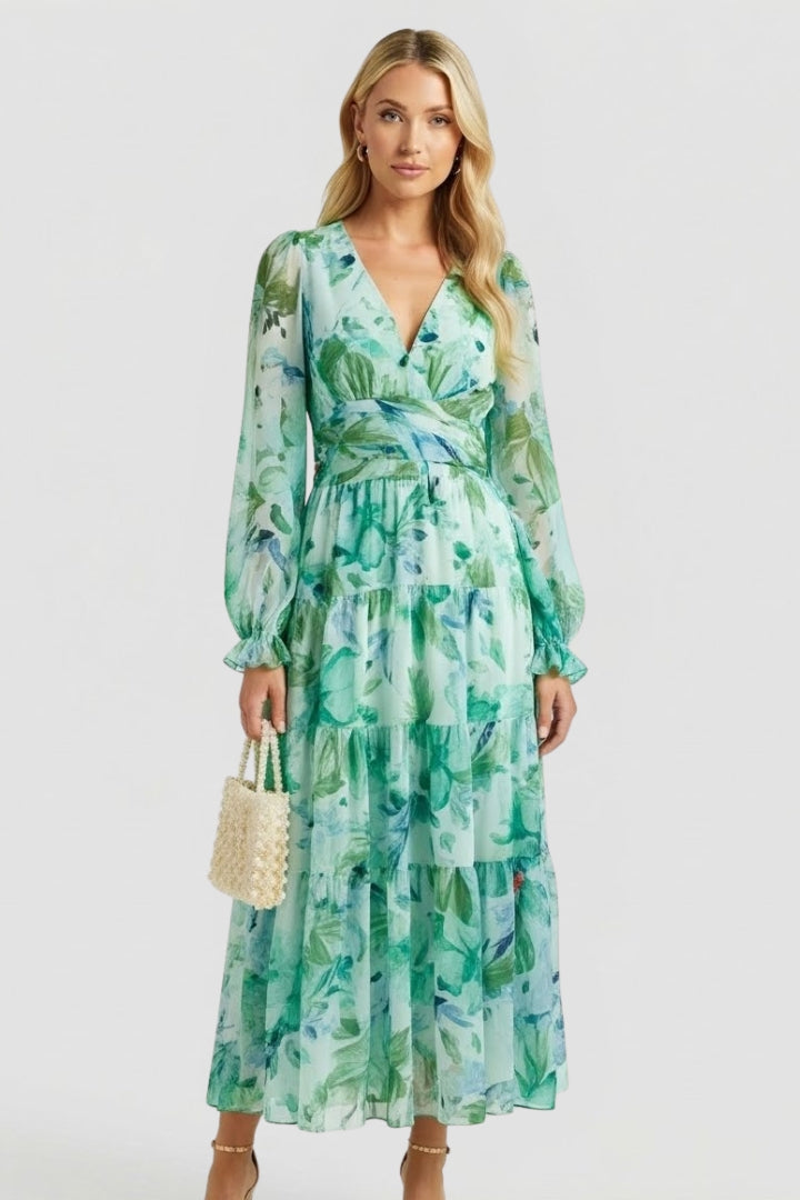 Jessamine — Floral V-Neck Maxi Dress