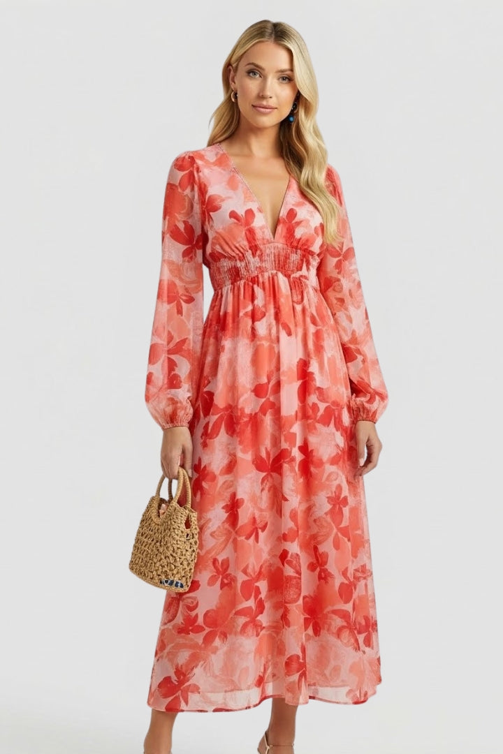 Jessamine — Floral V-Neck Maxi Dress