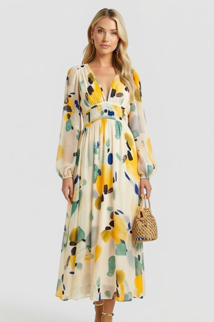Jessamine — Floral V-Neck Maxi Dress