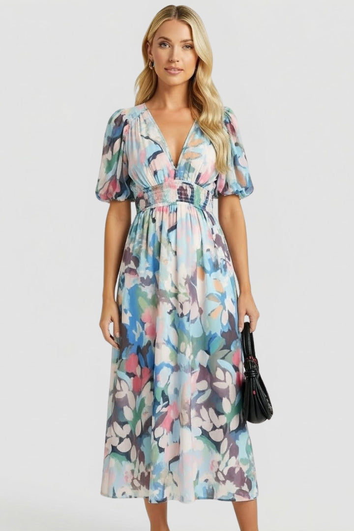 Jessamine — Floral V-Neck Maxi Dress