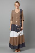 Hesper — Button-Front V-Neck Maxi Dress