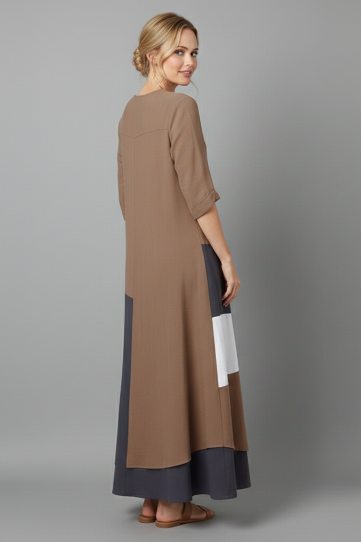 Hesper — Button-Front V-Neck Maxi Dress