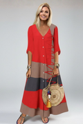 Hesper — Button-Front V-Neck Maxi Dress