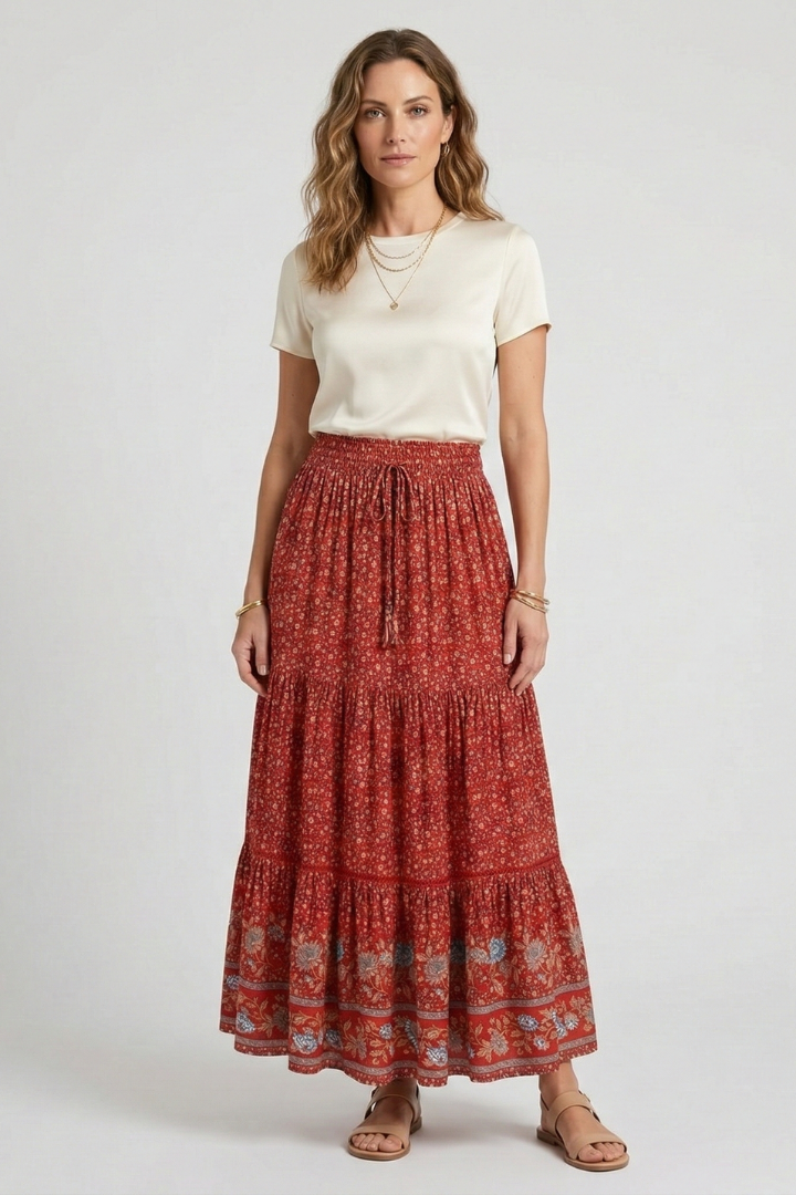 Florabelle Skirt — Floral Tiered Maxi Skirt